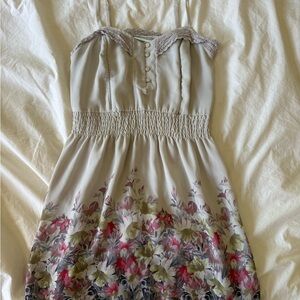 Kimchi Blue Beige Strapless Floral Mini Dress